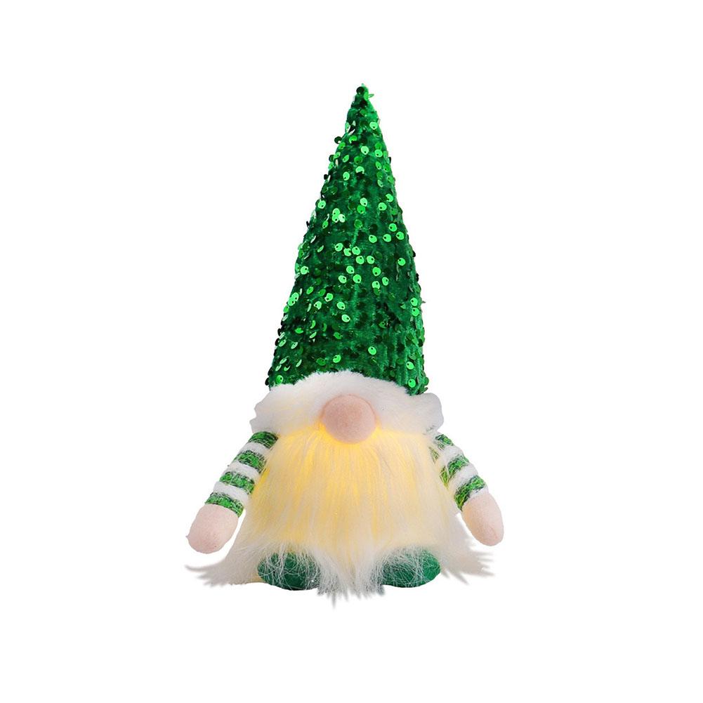 Lighted Dwarf Ornaments with Sequined Hat Glowing Gnome Christmas Faceless Doll Luminous Faceless Gnome Doll for Home Xmas