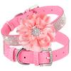 Zgardă Roz Pentru Câine Bling Stras Zgărzi Pentru Animale de Companie Sclipici Stras Cățeluș Pisică Colier Cu Floare Modă Cristal Chihuahua