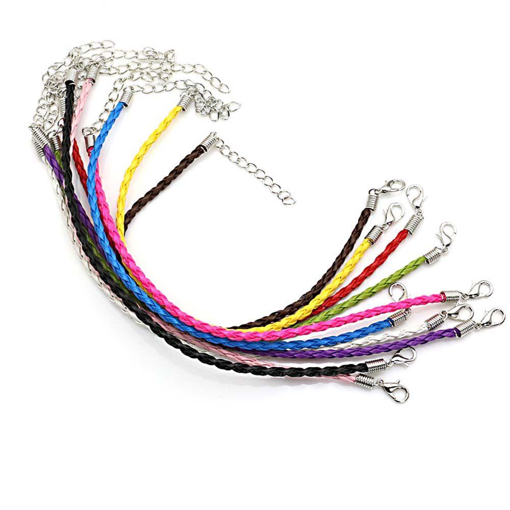 

Mixed Color Lobster Clasp Bangle Cord DIY Making Leather Rope Braided Bracelet Jewelry Findings Random