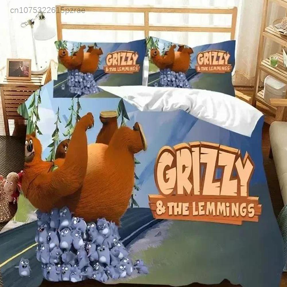 3D G-Grizzy And The Lemmings Bedding Set Printed Bed Set With Pillowcase Bed Duvet Cover Soft Queen King Size Bedclothes Home