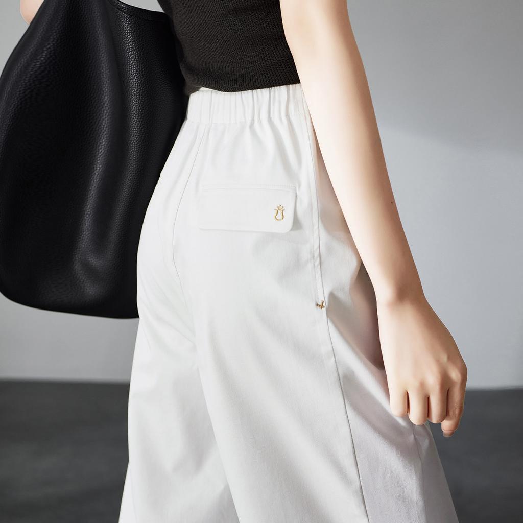 Summer Thin Wide Leg Pants for Women 2025, Fashionable, Loose and Versatile, Slimming and Elastic Waisted Casual Cropped Pants