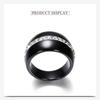 European & American 14MM Large Black & White Diamond-Set Ceramic Couple Rings - Elegant & Fashionable.