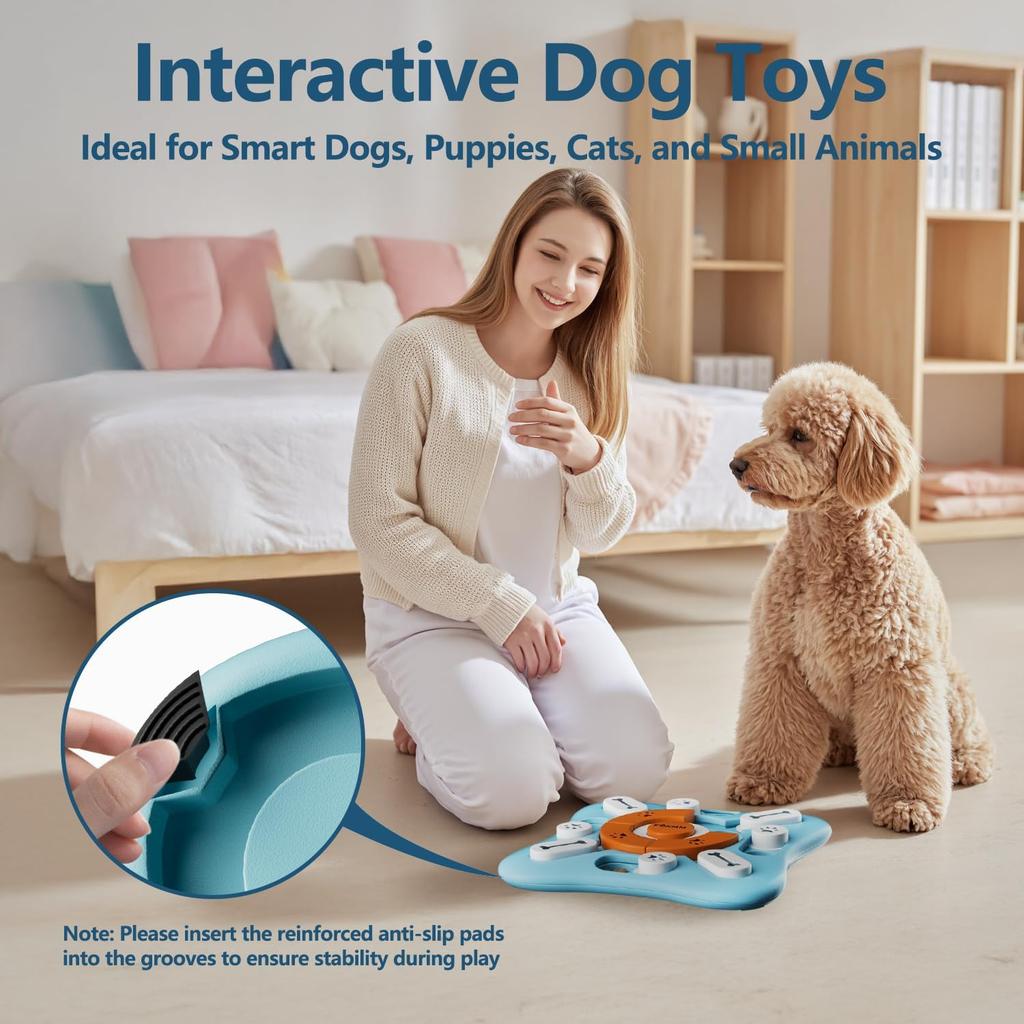 Interactive Dog Treat Puzzle Toys for IQ Training & Mental Stimulating,Fun Slow Feeder,Large Medium Small Dogs Enrichment Toys with Squeak Design