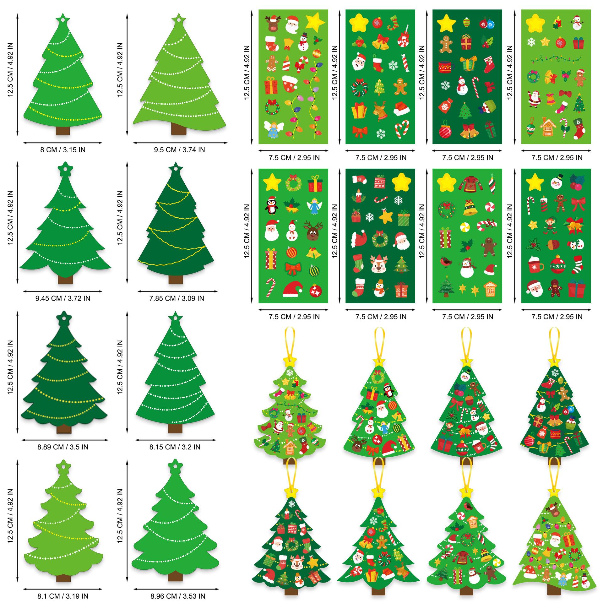 Cartoon Christmas Tree Theme Holiday DIY Card Stickers Christmas Tree Decorations Christmas Gifts