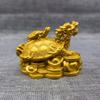 1Pc Gold Feng Shui Dragon Turtle Tortoise Statue Figurine Coin Money Wealth Luck