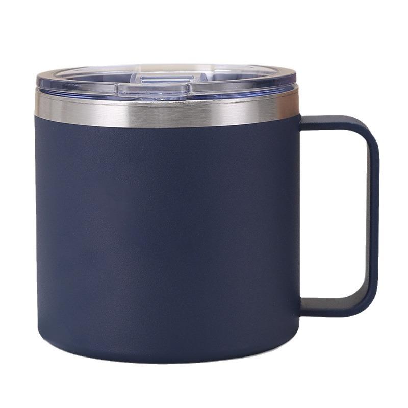 Neue 14oz Tasse mit Deckel und Griff Vakuum 304 Edelstahl Isolierflasche Büro und Zuhause Becher