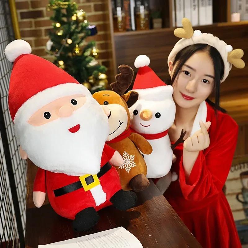 23-40cm Santa Claus Doll Plush Toy Christmas Gift Sprite Snowman Doll Crystal Super Soft Girl Christmas Holiday Gift Cute Doll