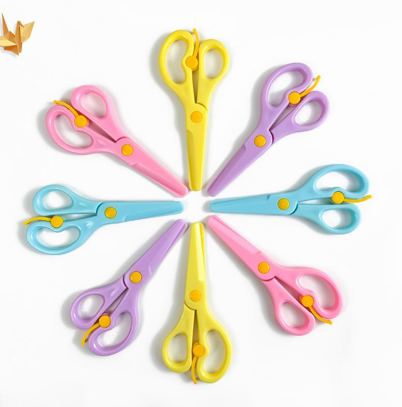 1/4pcs Macaron Color Plastic Scissors for DIY Paper Work Plastic Blunt Tips Craft Supplies School Art Paper Cutting