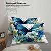 3pcs Butterfly Flower Bedding Sets 3D Printed Blue Floral Easy Care Duvet Cover Sets With Pillowcases No Filling