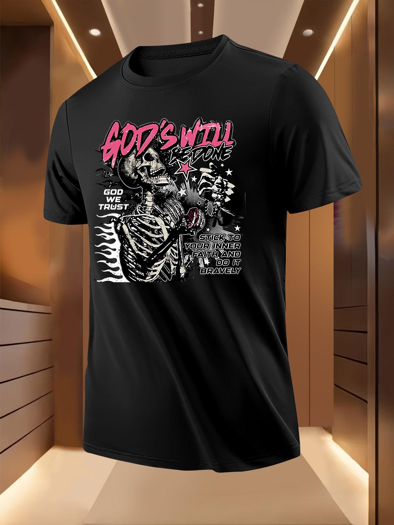 Skull Print Tshirt - Breathable Lightweight Polyester S