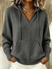 Women's European Style Knit Hoodie with Drawstrings, Autumn/Winter Long Sleeve Sweater with Kangaroo Pocket, Solid Color Casual Fashion.