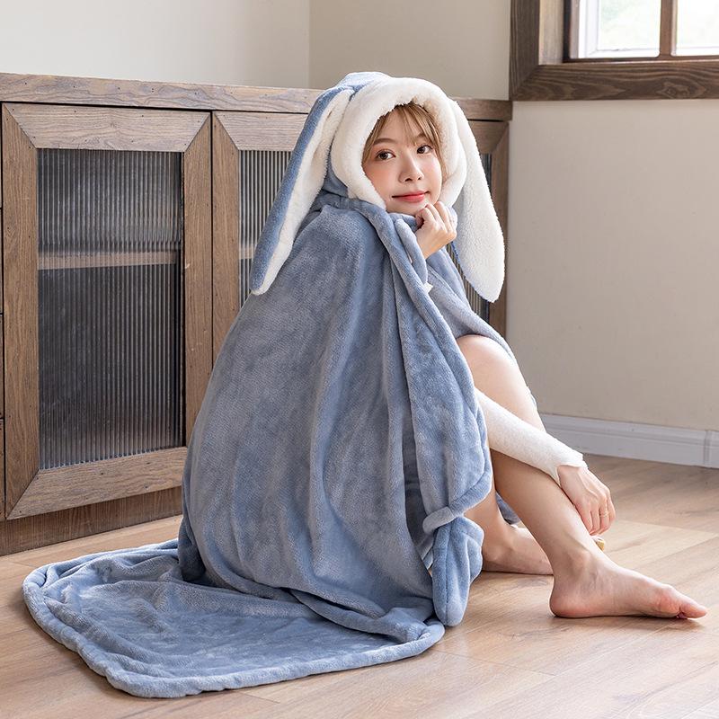 Cozy Rabbit Ear Shawl Cloak: Cute, Warm, and Thick for Autumn & Winter