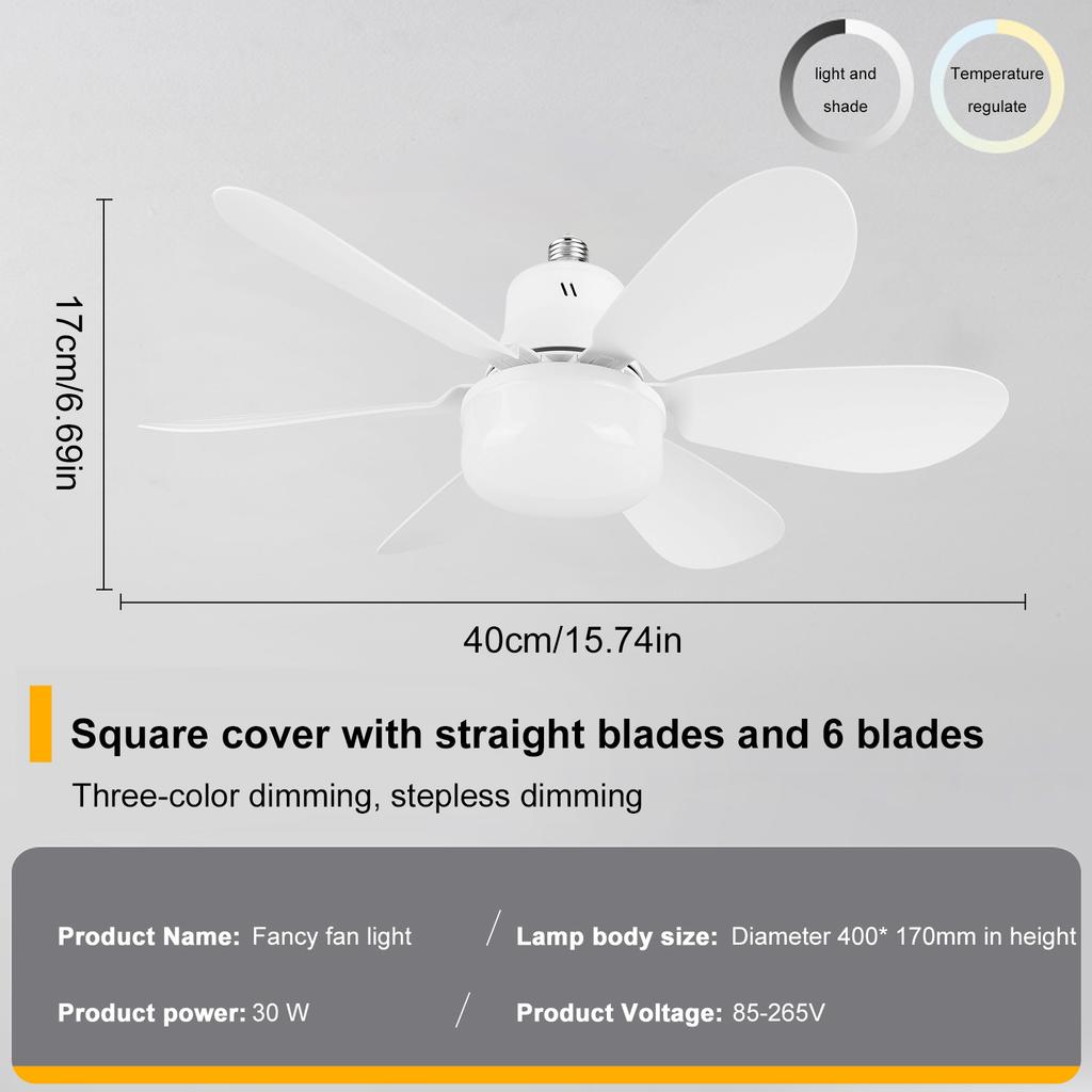 Smart Ceiling Fan Light Combo Remote Controlled Socket Fan with Timer 18W LED & 6 Blades Easy Install for Living Room/Bedroom