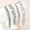 4pcs Set Punk Thick Cuban Link Bracelets Simple Chunky Exaggerated Stacked Chain Bracelet For Women Fashion Daily Wear Jewelry