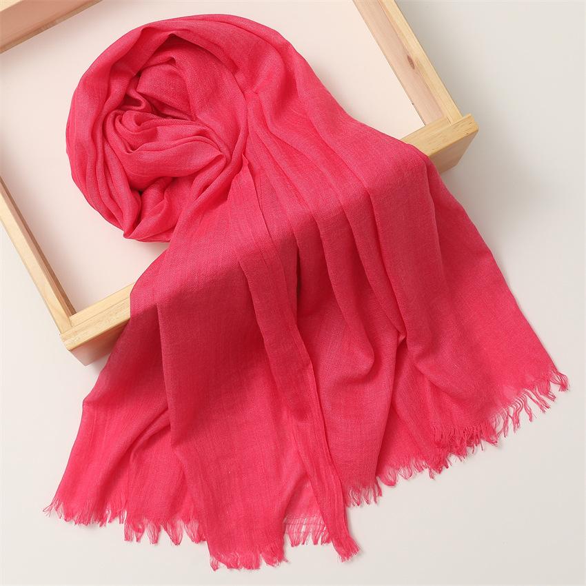 Foreign Trade Silk Scarf Cotton And Linen Headscarf Women'S Spring And Summer Solid Color Japanese And Korean Scarf Sun Protection Warm Shawl Hair