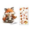 Decorative Window Film for Autumn Decor Static Sticker with Cute Animals & Maple Leaves, Removable Harvest Durable Clings Store Fronts