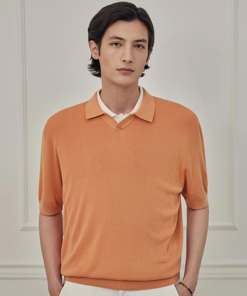 THEKNITCOMPANY Reese'S Silk Polo Shirt - Apricot Yellow