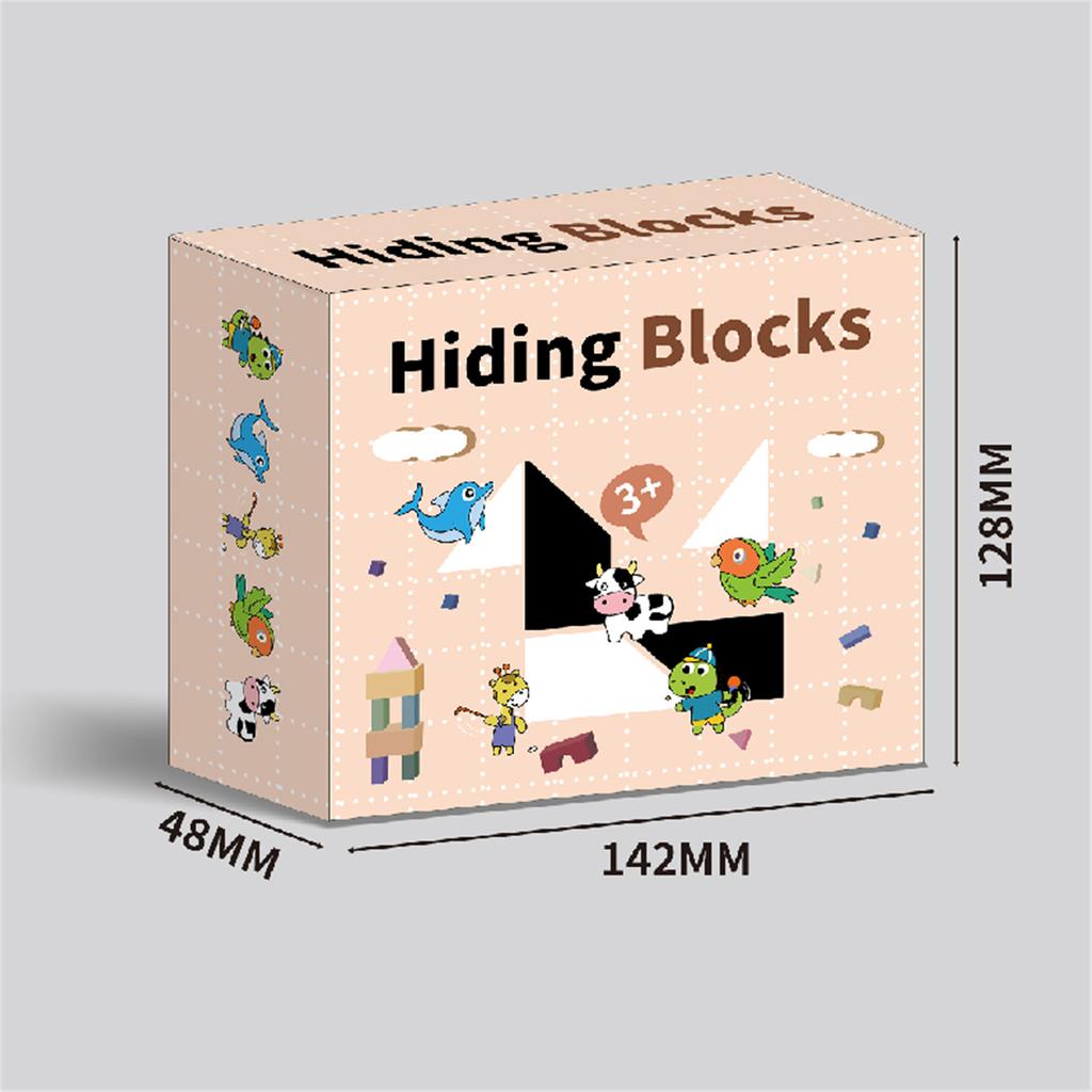 Creative Hiding Block 3D Puzzle Toy for Toddler Montessori Building Block Set Preschool Color Shape Matching Brain Game