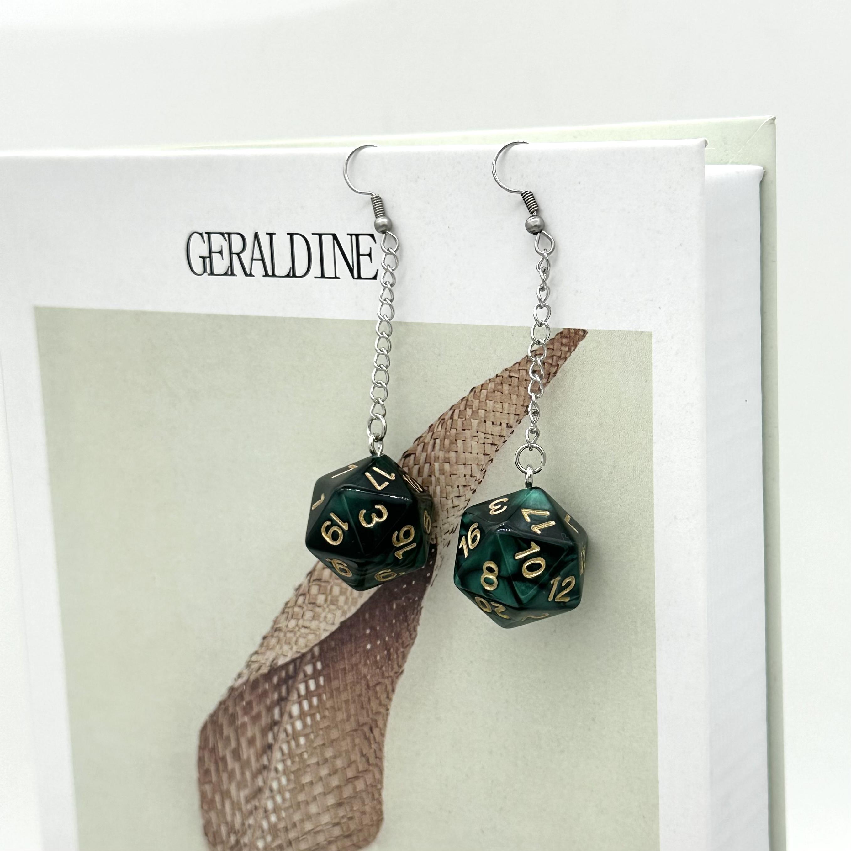 DnD D20 Resin Dice Drop Earrings for Women Candy Color Geometric Long Tassel Earring Female Girls Party Jewelry Gifts