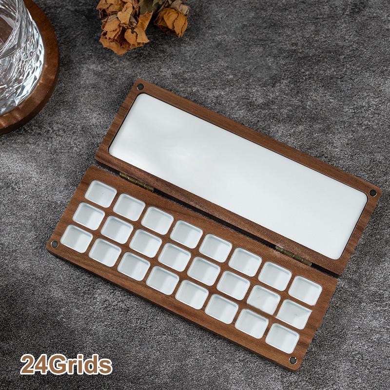 24/36/42/48 Grids Portable Bamboo Wood Square Nail Polish Palette Case Nail Art Painting Storage Box Empty Diy Nail Polish Glue
