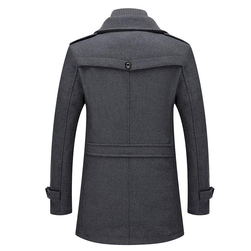 Men's Coat Business Style Woolen Coat Double Collar Cold Resistant Stand Up Collar Elegant Coat Suit For Daily Casual