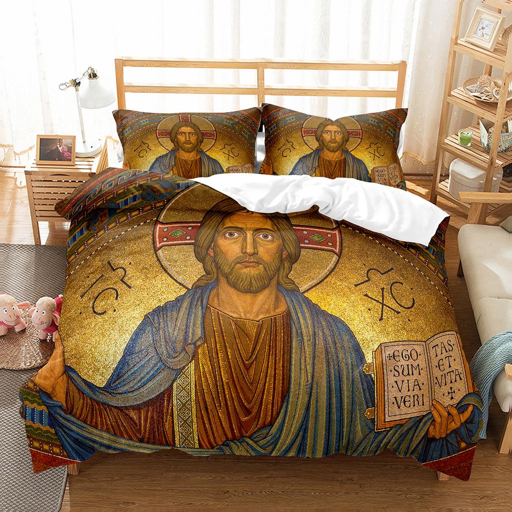 Comforter Christianity Bible Jesus Theme Religion Christian Cross Black Polyester King For Kids Adults