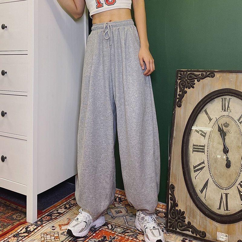 

Спортивные штаны оверсайз для женщин, спортивные штаны с высокой талией, модные повседневные мешковатые штаны, женские бегуны, уличная одежда, брюки Харадзюку M серый