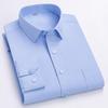 Men's Formal Shirt Long Sleeve Office Solid Color Striped Pocket Fashion Business Professional Wear Social White Shirt