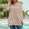 Women's Fashion Large Size Round Neck Long Sleeve Casual Print Loose Pullover Top
