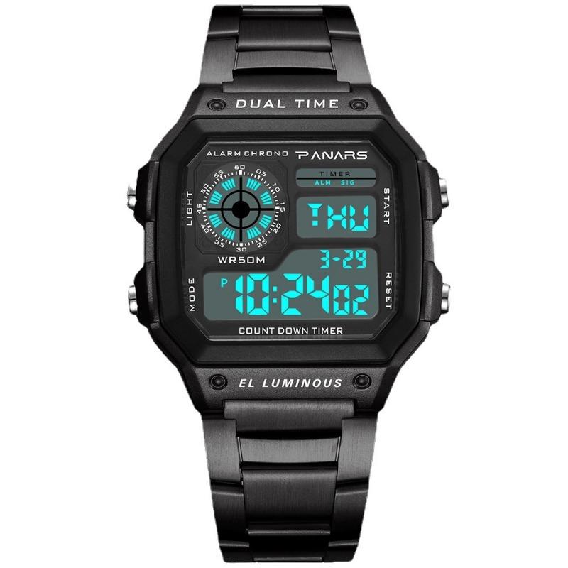 New Top Brand Square Classic Retro Waterproof Multifunctional Sports Electronic Watch Square Fashion Electronic Watch Luminous Alloy Watch