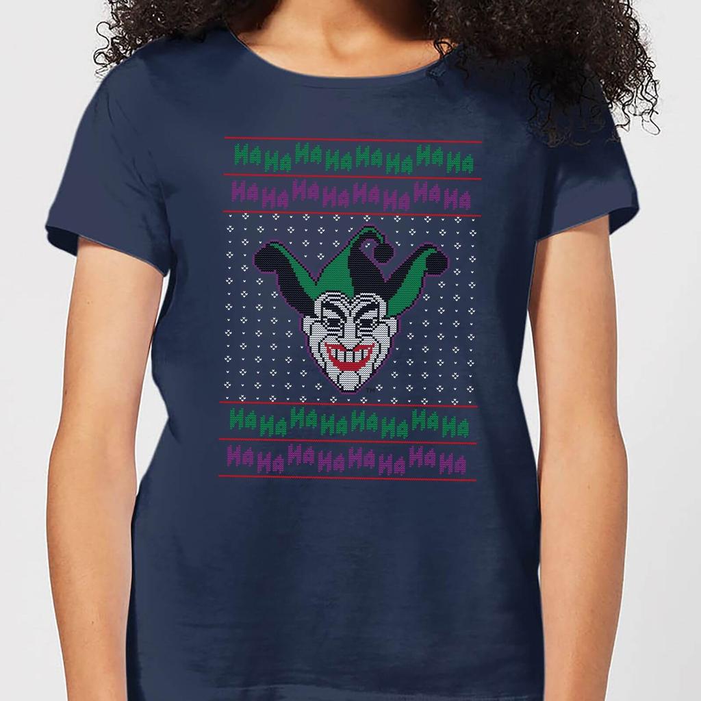 DC Joker Knit Women's Christmas T-Shirt - Navy