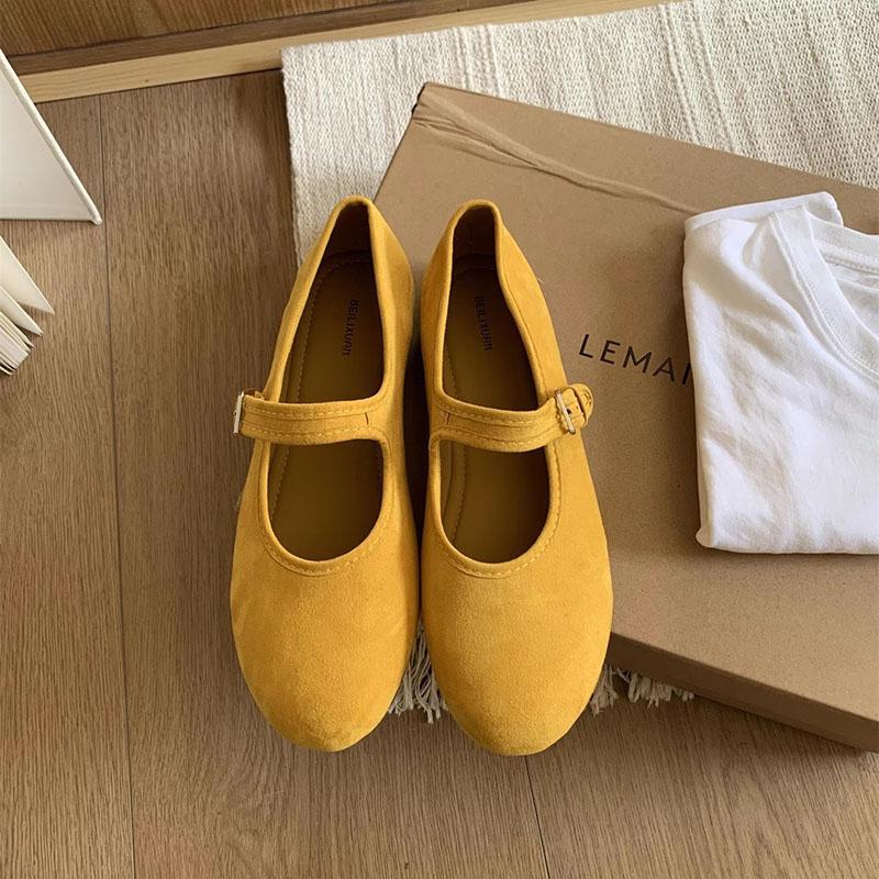 Fashion Shoes for Woman Flats Round Toe Casual Female  Candy Color Retro Mary Jane Shoes New Autumn Solid Flat Bottom Shallow Mouth Flat