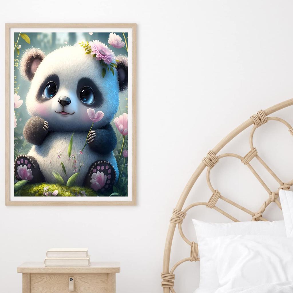 5D-Diamantgemälde zum Selbermachen, niedlicher Riesenpanda, Kreuzstich-Set, Mosaik-Diamant-Stickerei, Rose, voller runder/quadratischer Bohrer, Heimdekoration