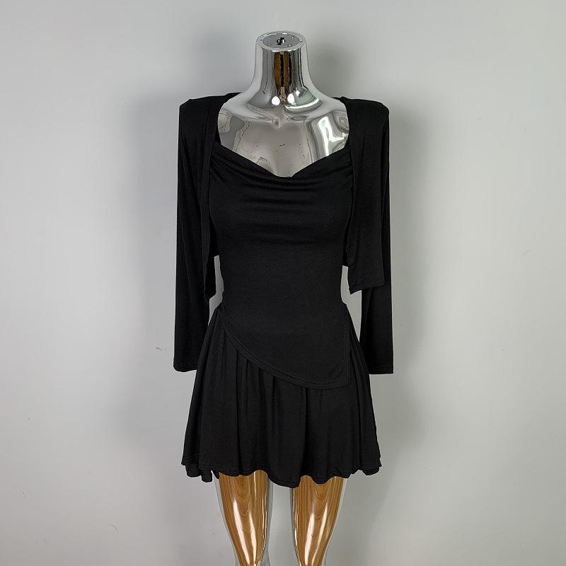 

Korean Dongdaemun Slimming Sexy Style Camisole Cardigan & Skirt Set One Size чёрный