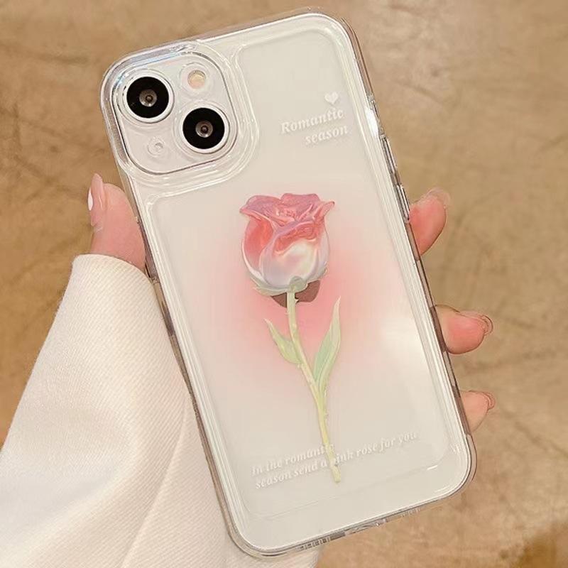 Flower Couple 17 Space Case for Apple 16 Promax Phone Case 15 Transparent Colorful Soft Protective Cover