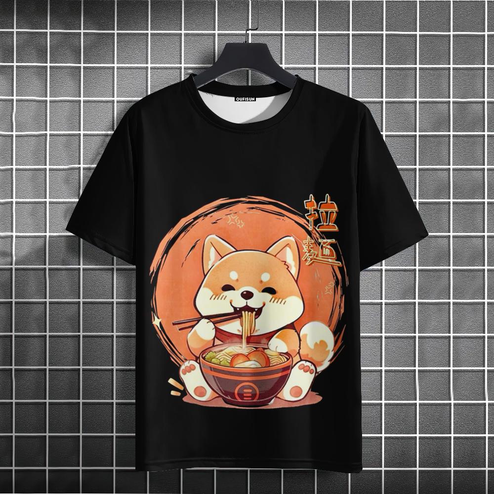 Noodle Cat 3d Print T-Shirts For Men Tee Shirts Summer Casual Short Sleeve Tops Harajuku Loose Oversize T-Shirt Men Clothing New