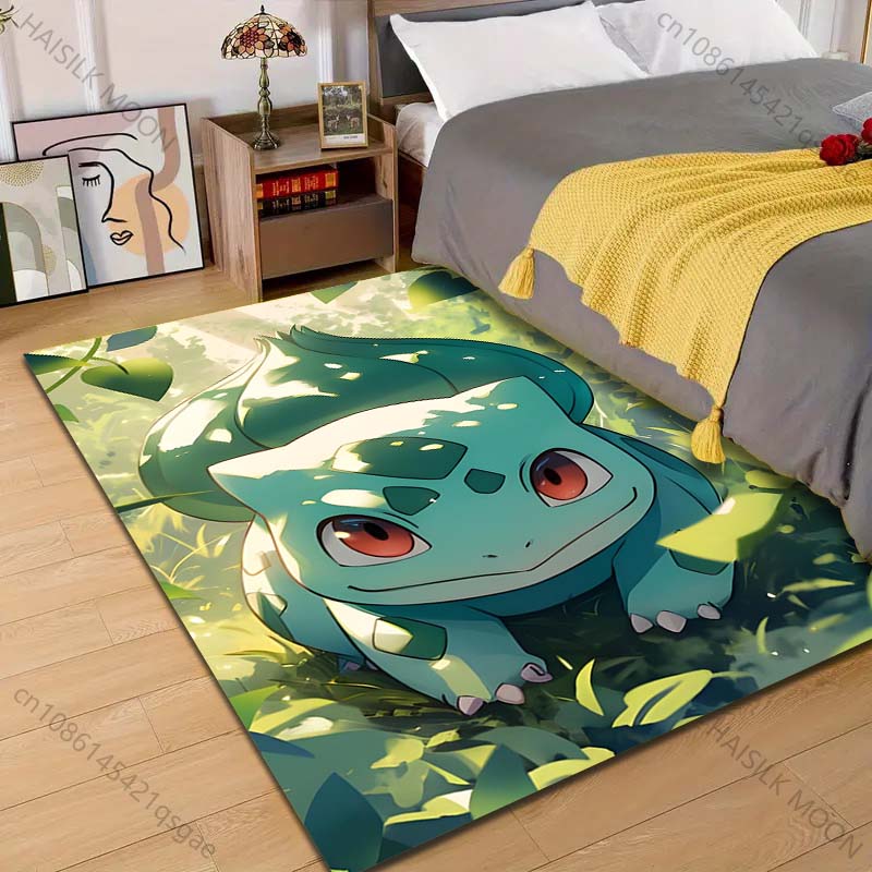 1PC P-Pokemon Bulbasaur Pattern Carpet for Living Room Bedroom Bedside Floor Mat Area Rug Home Large Area Decor Gift for Friends