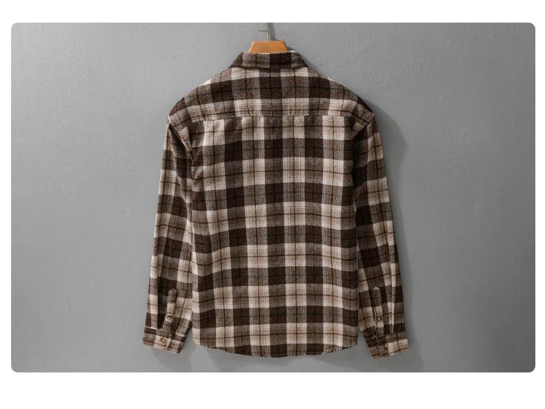 Autumn 2023 Men's Retro Plaid Long Sleeve Shirt - Loose and Comfortable