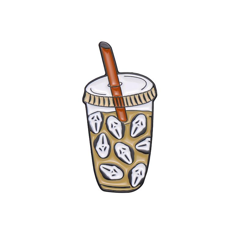 Unique Geometric Skeleton Cup Ice Cream Brooch Pin For Halloween Fashion Accessory