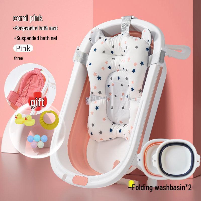 Foldable Baby Reclining Bath Tub, Large Infant Bathtub for Home Use