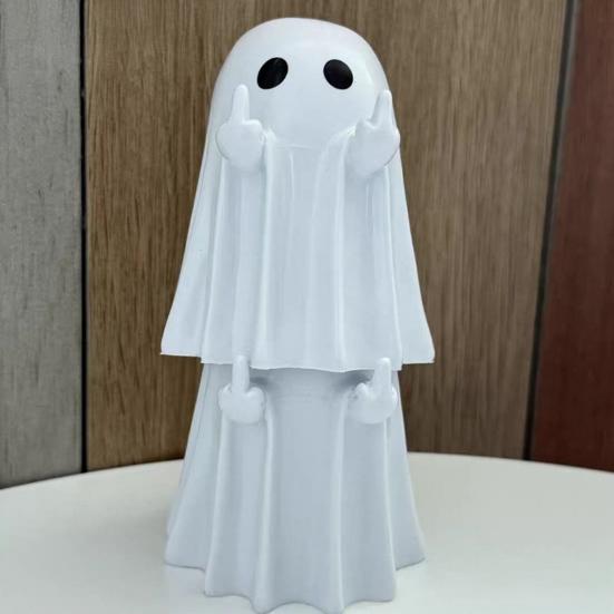 Langefinger Spøkelsesfigur Resin Spøkelsesfigur som gir fingeren Spøkelsesstatue for Skrivebord Skap Hjem Halloween Dekor