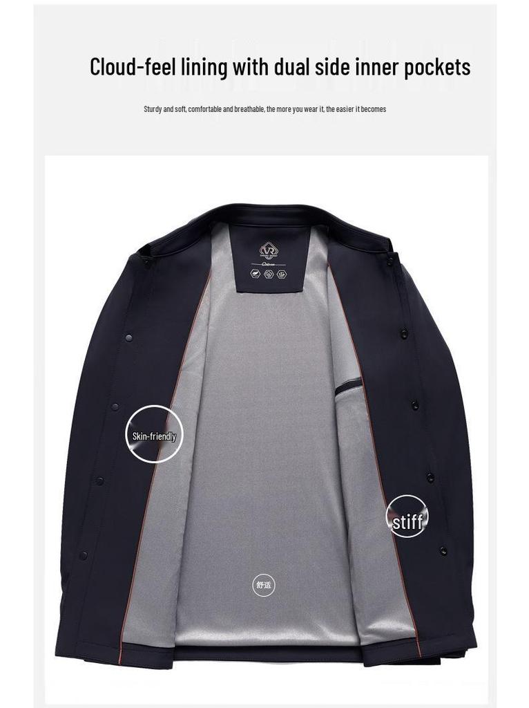 Men's Milk Silk Lapel Jacket - Business Casual Outerwear for Middle-aged and Older Men