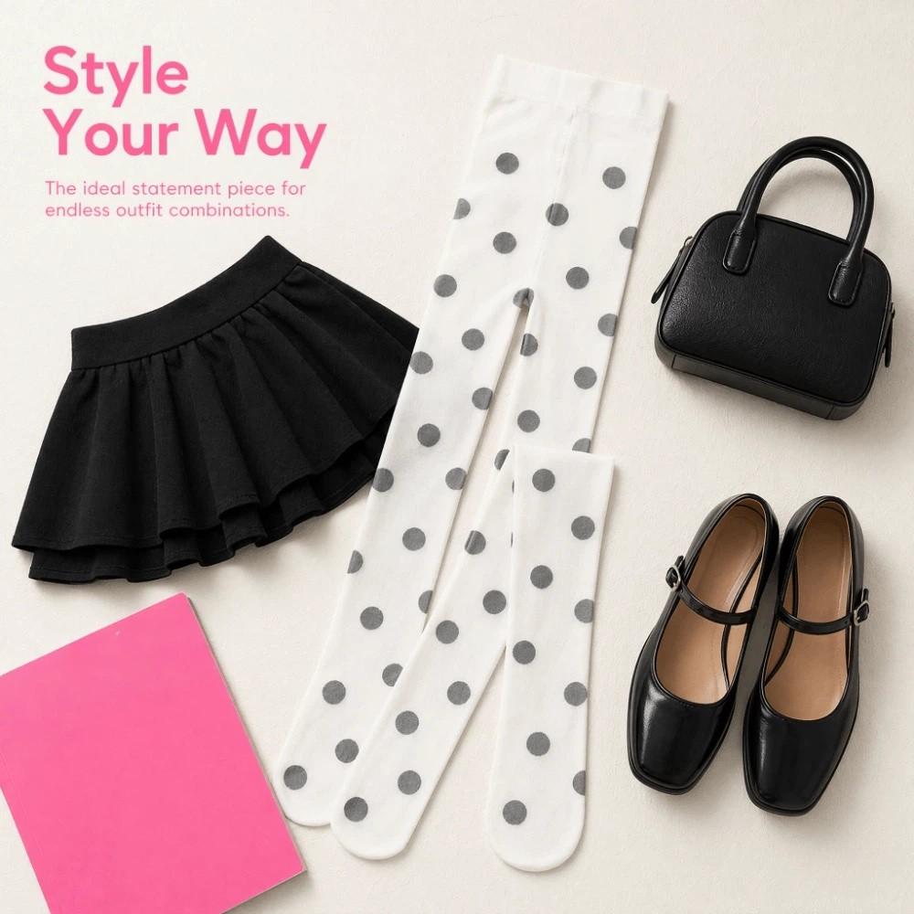 Bunte Polka Dot Strümpfe Elastische Y2K Retro Seidenstrümpfe Strumpfhosen Großer Punkt Strumpfhosen Party