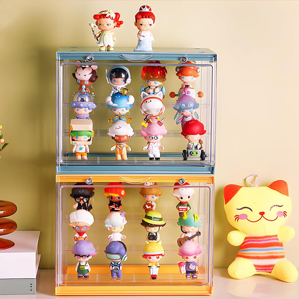 Formemory Display Storage Acrylic Figure Dustproof Miniature Magnetic Storage Horizontal Shelf Box, Stand, Design, Toys, Transparent, Case, Large,