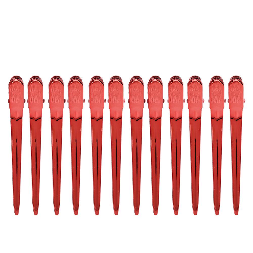 

12pcs Salon Clamp Grips Hairdressing Barber Shop Duckbill Hair Clips Hairpin for SalonRed красный