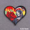 Red Fusible Patches Hiphop Iron On Thermoadhesive Patches For Clothes Cross Skull Embroidery Patches For Jacket Logo Applique