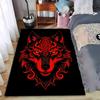 "Red Tribal Wolf Head Design Carpet with Black Background for Home Decor" Suitable for Use As an Anti-slip for Living Room Bedroom Sofas