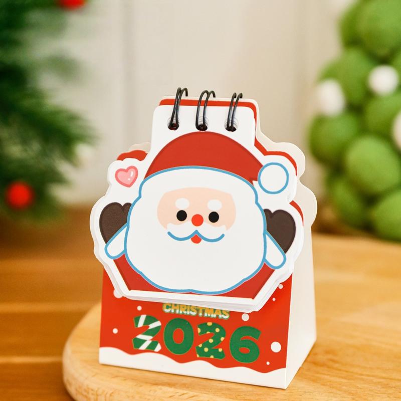 2026 Christmas Desk Calendar Mini Cartoon Cute Patterns Table Calendar Creative Desktop Decoration Daily Planning Small Monthly