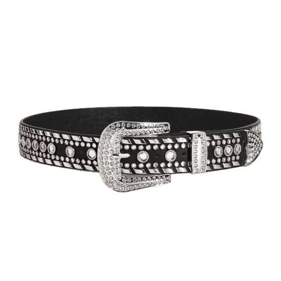 Clothes Accessory Punk Rock Rhinestone Waist Belt for Men Women, Adjustable Wide Rivets Jeans Pants, Party Night Club 1pc