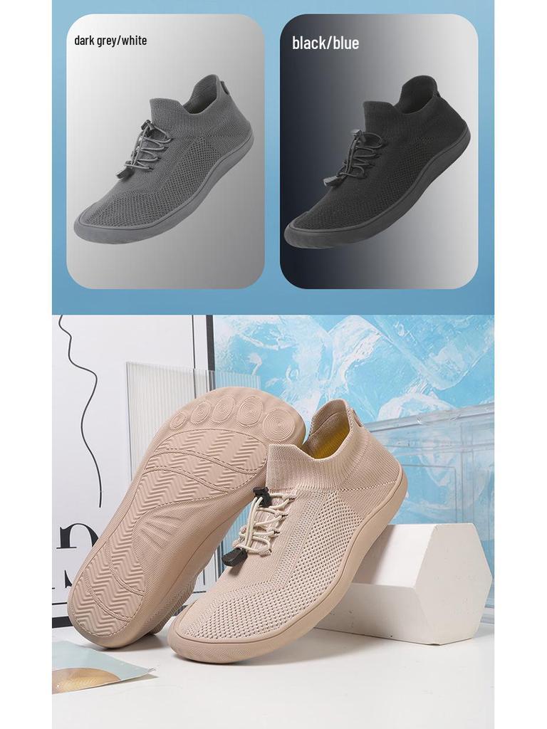 2025 Plus Size Mid-Calf Flyknit Lightweight Wide Toe Non-Slip Men's Sock Shoes for Spring and Autumn